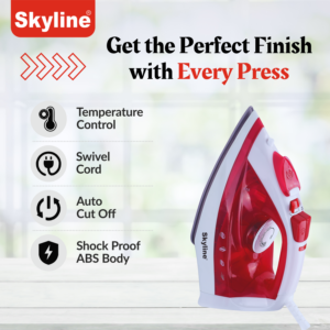 Skyline Steam & Spray Iron, 1600W | Steam Burst, Spray & Non-Stick Soleplate | Crease-Free Ironing | 1 Year Warranty image 3