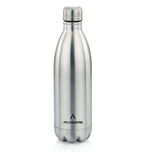 Atlasware Double-Wall Stainless Steel Vacuum Bottle | 24 Hrs Hot & 18 Hrs Cold, Leak-Proof | 350 ML to 2 L | Matt Steel, Red, Dark Blue & Light Green — Bihari Di Hatti