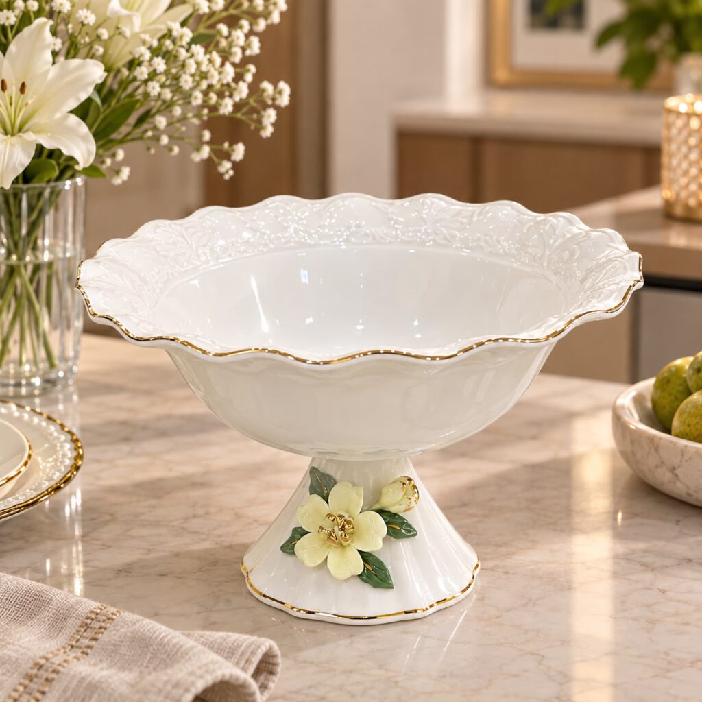 Primavera Stand Bowl Porcelain — Bihari Bartan Bhandar