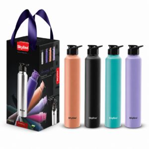 Skyline 4-Pack Stainless Steel Water Bottles, 1L Each | Leak-Proof, Rust-Resistant Daily Hydration Bottles for Home, Office, Gym & Travel image 4