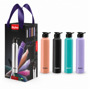 Skyline 4-Pack Stainless Steel Water Bottles, 1L Each | Leak-Proof, Rust-Resistant Daily Hydration Bottles for Home, Office, Gym & Travel image 2