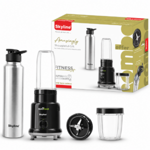 Skyline Nutri Fresh 500W Mixer Grinder Combo | 2 Jars + Stainless Steel Bottle | Grind, Blend & Carry | 1 Year Warranty image 3