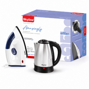 Skyline Electric Kettle & Dry Iron Combo | 2-in-1 Home Essentials | Fast-Boil Kettle + Non-Stick Iron | 1 Year Warranty image 3