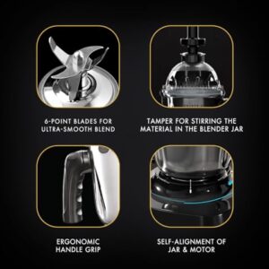 Sujata MG02 Mixer Grinder 1000Watts | Double Ball Bearing Motor|24000 RPM|Non-Stop 90 Mins Running|3 Food Grade Steel Jars including 1500ml Multipurpose, 1000ml Grinder, 500ml Chutney Jar|Red & Black image 3