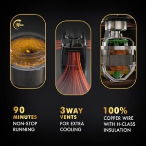 Sujata MG01 Mixer Grinder 1000Watts | Double Ball Bearing Motor | 24000 RPM | Non-Stop 90 Mins Running | 3 Jars including 1750ml Blender, 1000ml Grinder, 500ml Chutney Jar | Red & Black image 5