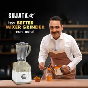 Sujata MG01 Mixer Grinder 1000Watts | Double Ball Bearing Motor | 24000 RPM | Non-Stop 90 Mins Running | 3 Jars including 1750ml Blender, 1000ml Grinder, 500ml Chutney Jar | Beige & White image 6