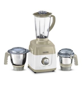 Sujata MG01 Mixer Grinder 1000Watts | Double Ball Bearing Motor | 24000 RPM | Non-Stop 90 Mins Running | 3 Jars including 1750ml Blender, 1000ml Grinder, 500ml Chutney Jar | Beige & White